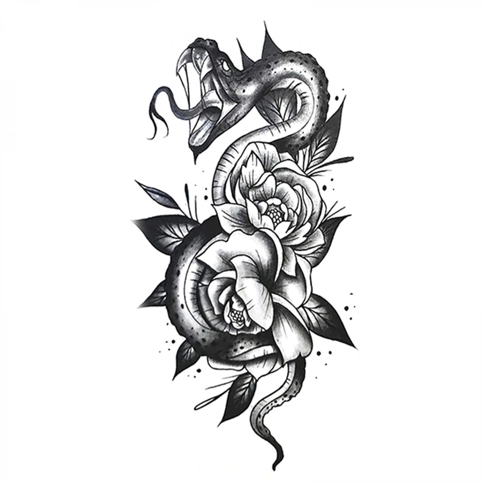 Half Arm Sleeve Flower Temporary Tattoos Women Adults Rose - Temu